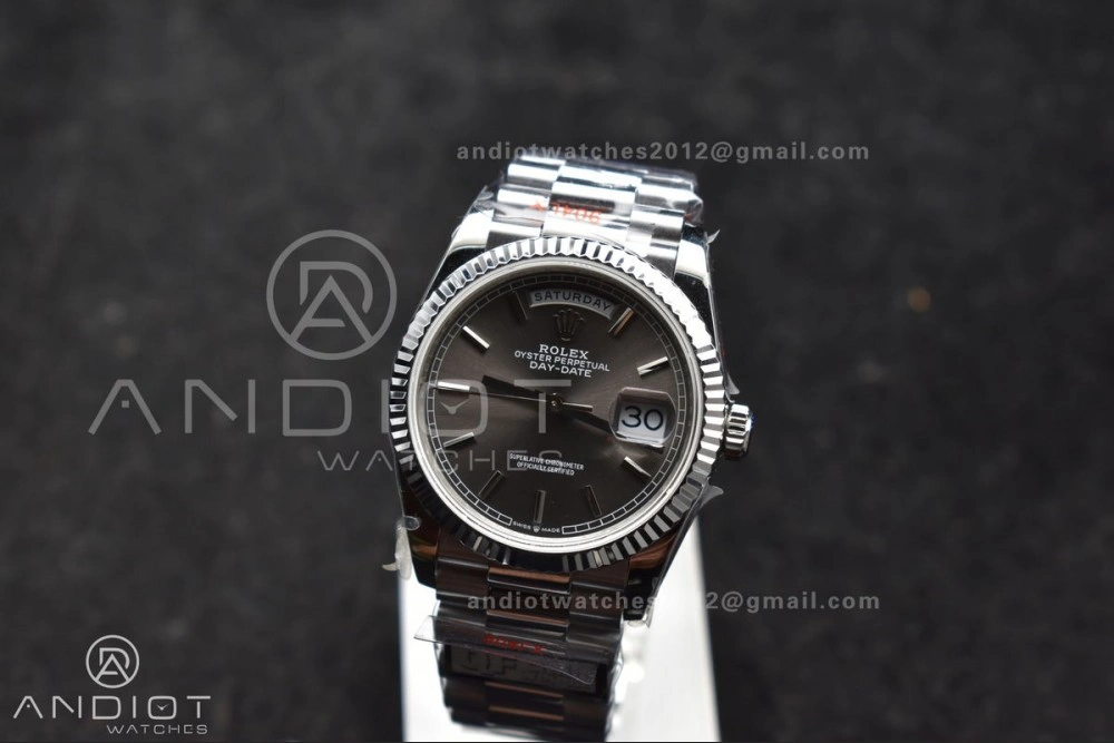 DayDate 36 SS QF Best Edition 904L Steel Grey Dial on President Bracelet vr3255 V5 (Gain Weight)