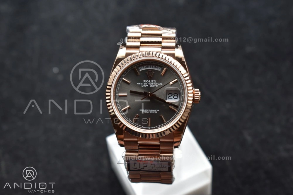 DayDate 36 SS QF Best Edition 904L Steel Grey Dial on President Bracelet vr3255 V5 (Gain Weight)