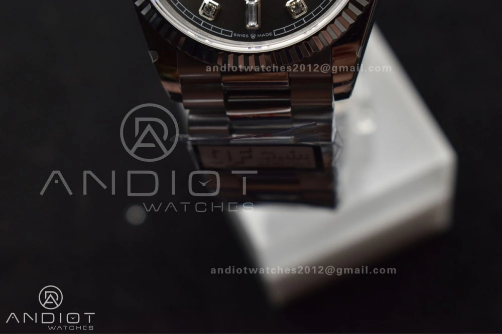 DayDate 36 SS QF Best Edition 904L Steel Grey Diamond Dial on President Bracelet vr3255 V5 (Gain Weight)