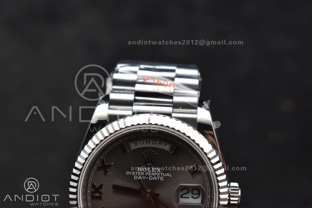 DayDate 36 SS QF Best Edition 904L Steel Grey Roman Dial on President Bracelet vr3255 V5 (Gain Weight)