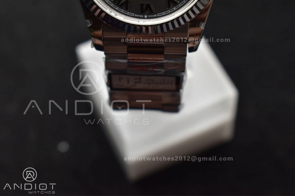 DayDate 36 SS QF Best Edition 904L Steel Grey Roman Dial on President Bracelet vr3255 V5 (Gain Weight)
