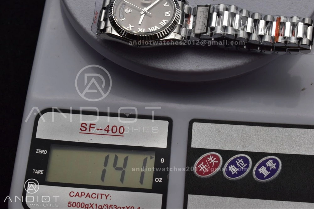 DayDate 36 SS QF Best Edition 904L Steel Grey Roman Dial on President Bracelet vr3255 V5 (Gain Weight)