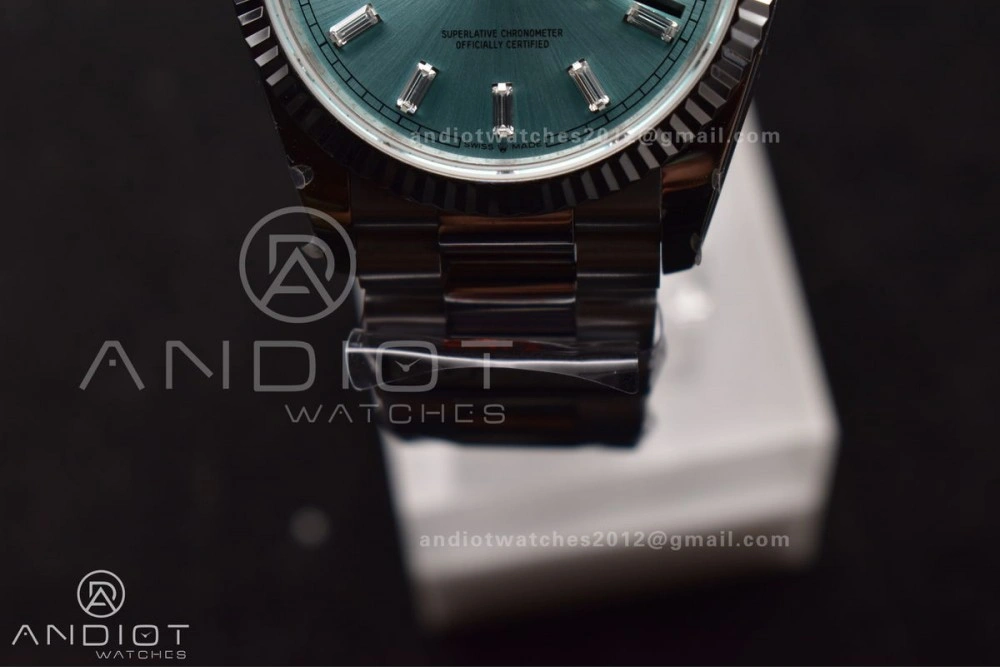 DayDate 36 SS QF Best Edition 904L Steel Light Blue Dial with Stick Diamond on President Bracelet vr3255 V5 (Gain Weight)