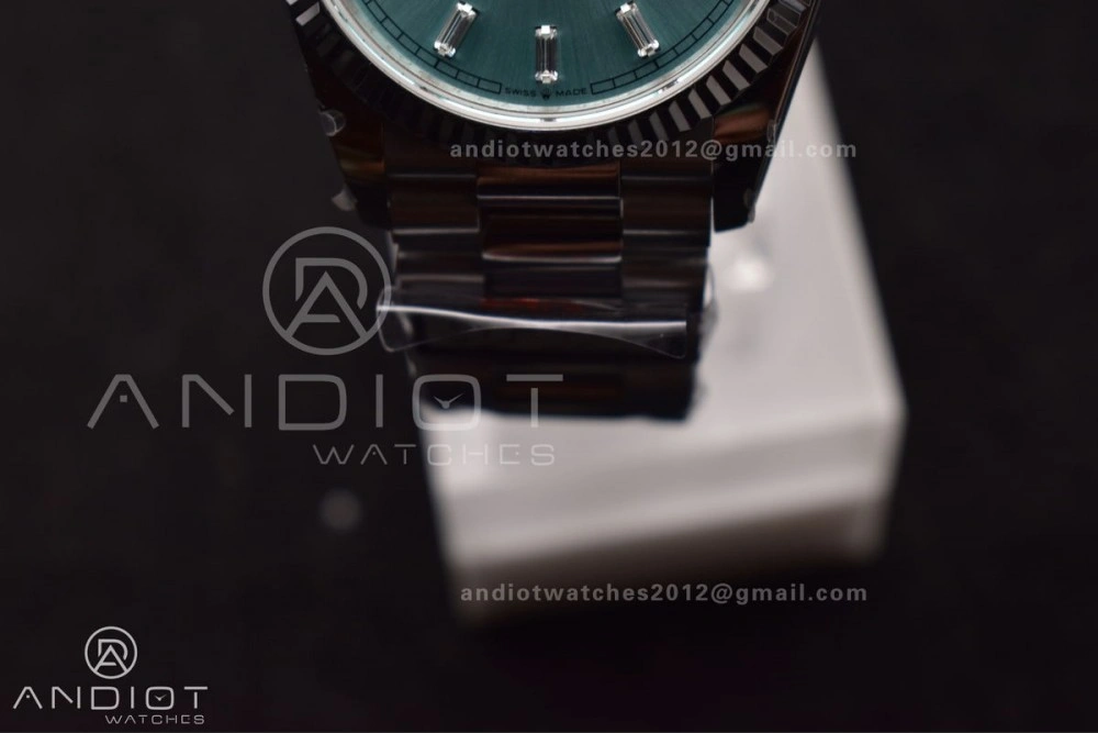 DayDate 36 SS QF Best Edition 904L Steel Light Blue Dial with Stick Diamond on President Bracelet vr3255 V5 (Gain Weight)