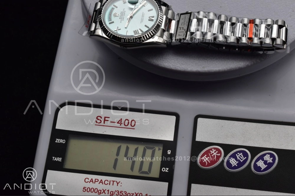 DayDate 36 SS QF Best Edition 904L Steel Light Blue Roman Dial on President Bracelet vr3255 V5 (Gain Weight)