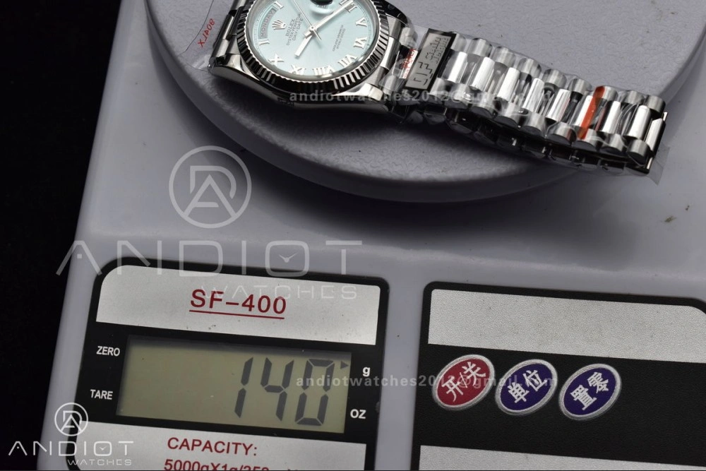 DayDate 36 SS QF Best Edition 904L Steel Light Blue Roman Dial on President Bracelet vr3255 V5 (Gain Weight)