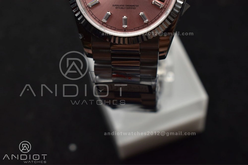 DayDate 36 SS QF Best Edition 904L Steel Pink Diamond Dial on President Bracelet vr3255 V5 (Gain Weight)