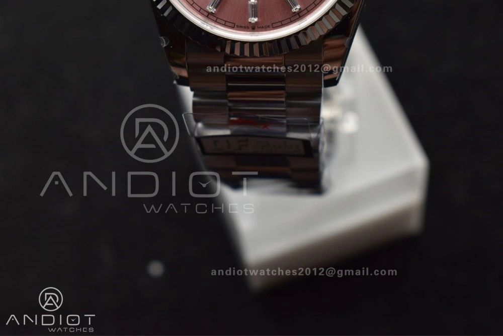 DayDate 36 SS QF Best Edition 904L Steel Pink Diamond Dial on President Bracelet vr3255 V5 (Gain Weight)