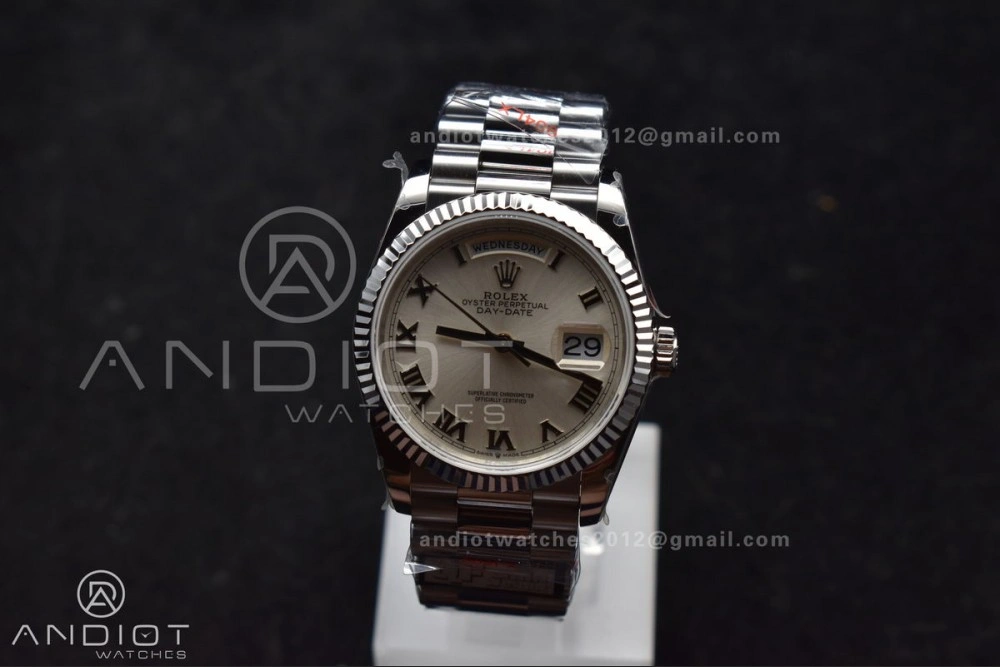 DayDate 36 SS QF Best Edition 904L Steel White Dial Roman Stick on President Bracelet vr3255 V5 (Gain Weight)