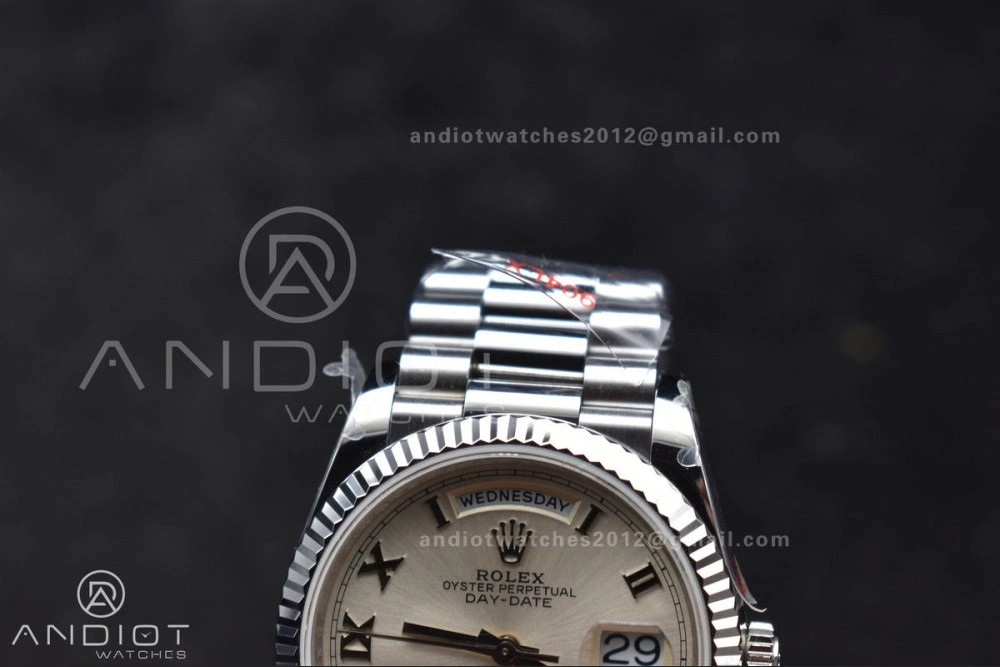 DayDate 36 SS QF Best Edition 904L Steel White Dial Roman Stick on President Bracelet vr3255 V5 (Gain Weight)