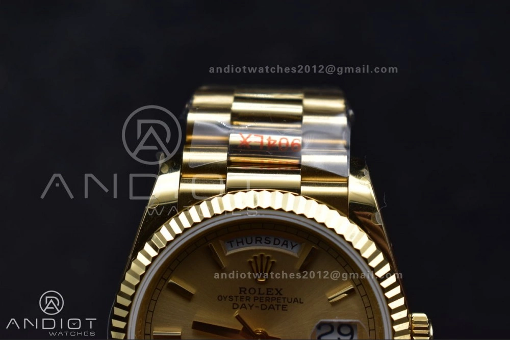 DayDate 36 YG QF Best Edition 904L Steel Gold Dial on President Bracelet vr3255 V5 (Gain Weight)