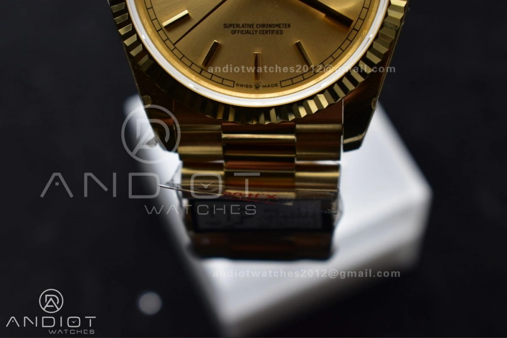 DayDate 36 YG QF Best Edition 904L Steel Gold Dial on President Bracelet vr3255 V5 (Gain Weight)