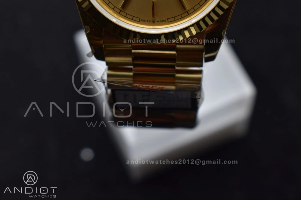DayDate 36 YG QF Best Edition 904L Steel Gold Dial on President Bracelet vr3255 V5 (Gain Weight)