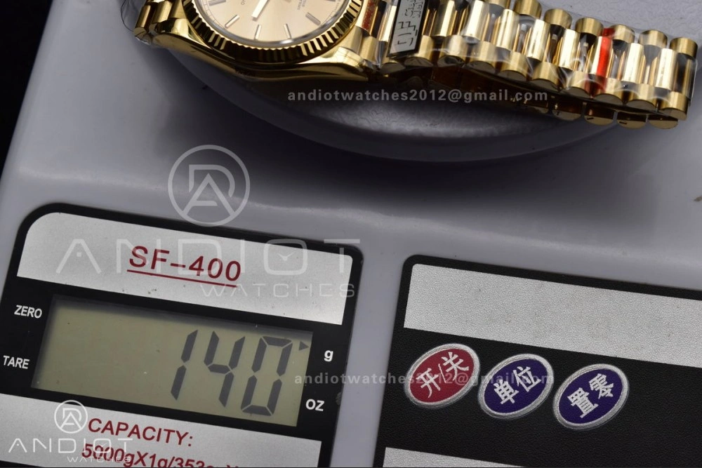 DayDate 36 YG QF Best Edition 904L Steel Gold Dial on President Bracelet vr3255 V5 (Gain Weight)