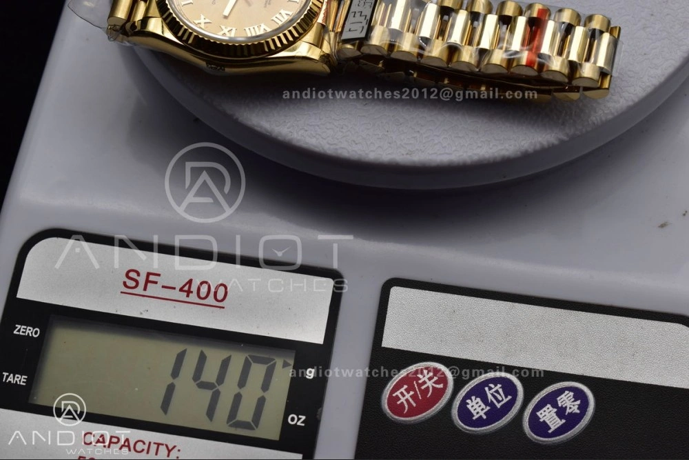 DayDate 36 YG QF Best Edition 904L Steel Gold Dial with Roman Mark on President Bracelet vr3255 V5 (Gain Weight)