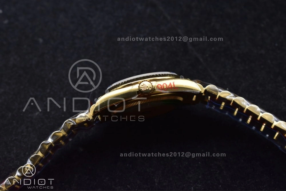 DayDate 36 YG QF Best Edition 904L Steel Gold Dial with Square Diamond on President Bracelet vr3255 V5 (Gain Weight)