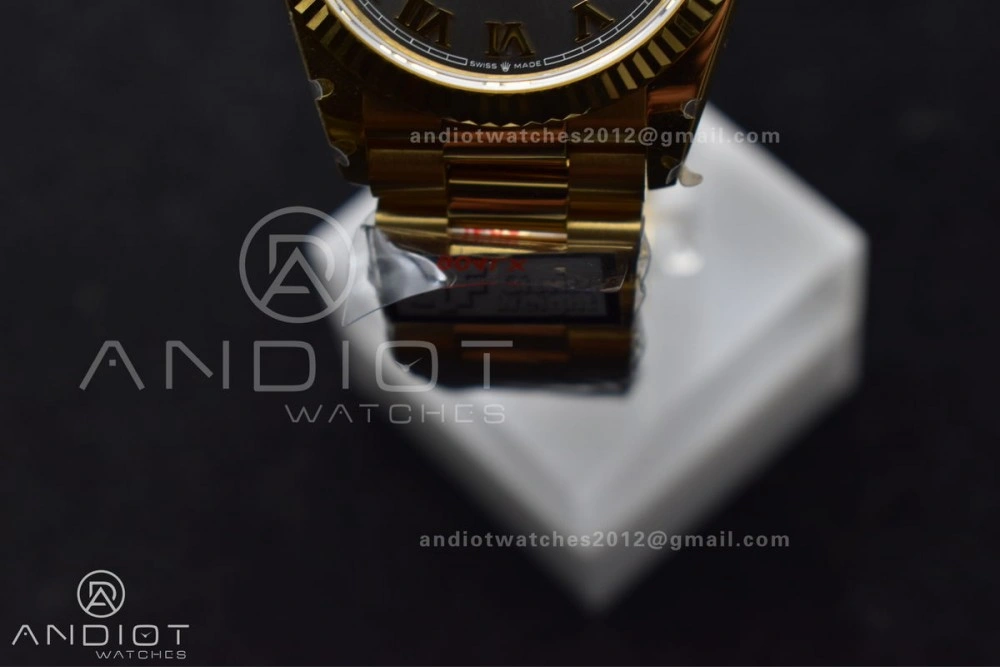 DayDate 36 YG QF Best Edition 904L Steel Grey Dial with Roman Marker on President Bracelet vr3255 V5 (Gain Weight)