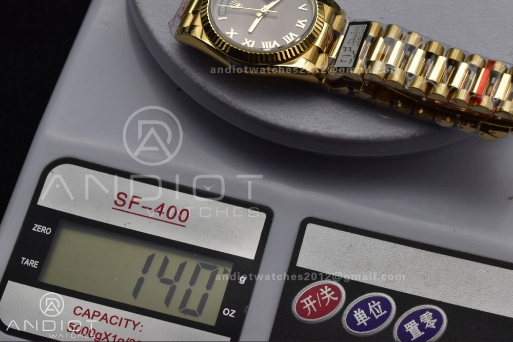 DayDate 36 YG QF Best Edition 904L Steel Grey Dial with Roman Marker on President Bracelet vr3255 V5 (Gain Weight)