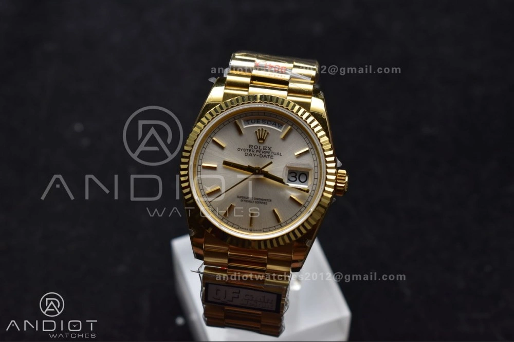 DayDate 36 YG QF Best Edition 904L Steel Silver Dial on President Bracelet vr3255 V5 (Gain Weight)