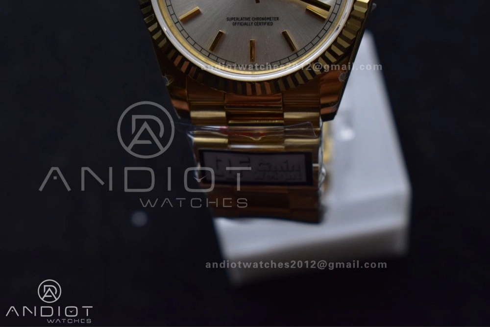 DayDate 36 YG QF Best Edition 904L Steel Silver Dial on President Bracelet vr3255 V5 (Gain Weight)