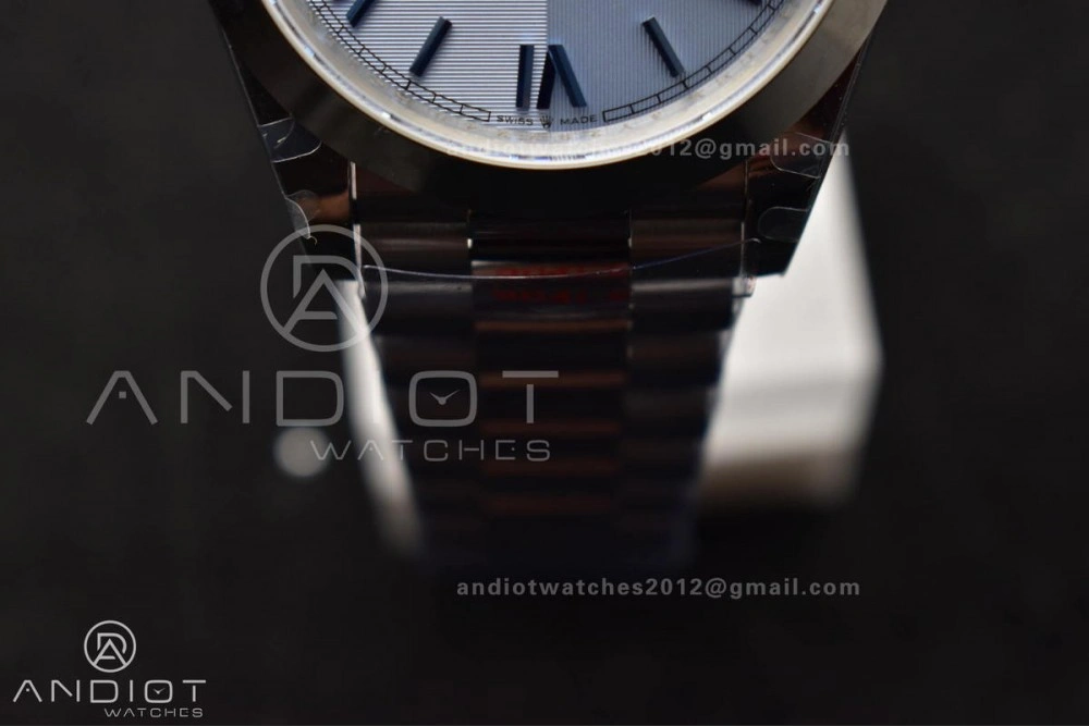 DayDate 40 GMF Tungsten Weighted 904L Steel Blue Dial Roman Markers On President Bracelet A3255 V4