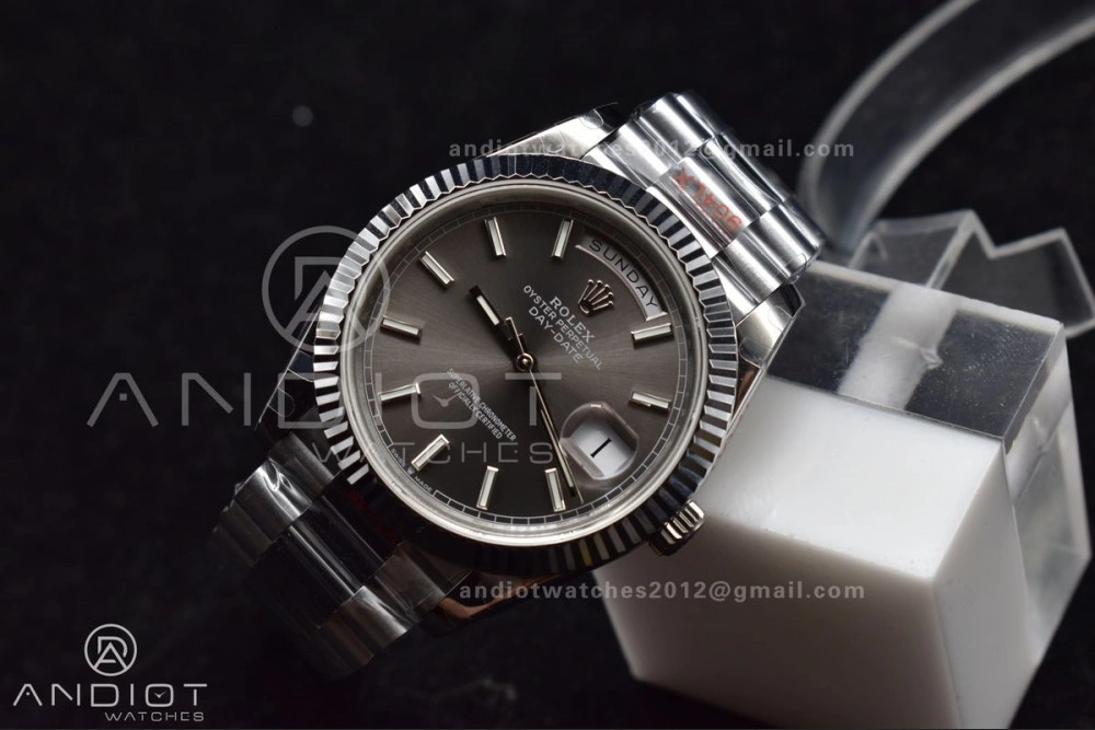 DayDate 40 GMF Tungsten Weighted 904L Steel Grey Dial Stick Markers On President Bracelet A2836 V2