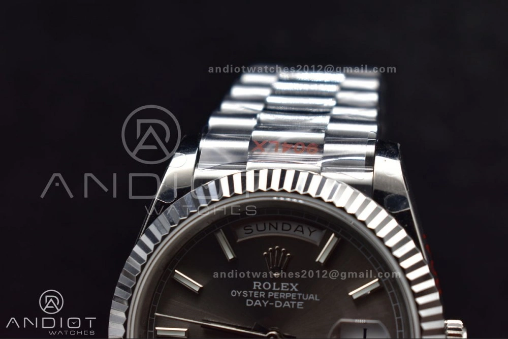 DayDate 40 GMF Tungsten Weighted 904L Steel Grey Dial Stick Markers On President Bracelet A2836 V2