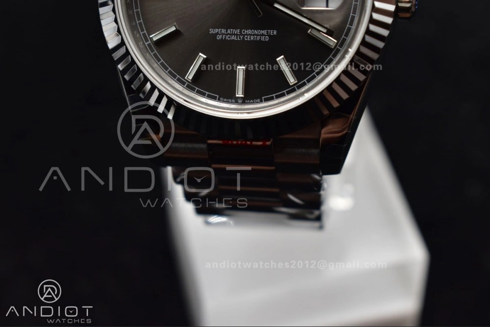 DayDate 40 GMF Tungsten Weighted 904L Steel Grey Dial Stick Markers On President Bracelet A2836 V2