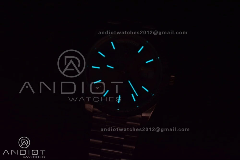 DayDate 40 GMF Tungsten Weighted 904L Steel Grey Dial Stick Markers On President Bracelet A2836 V2