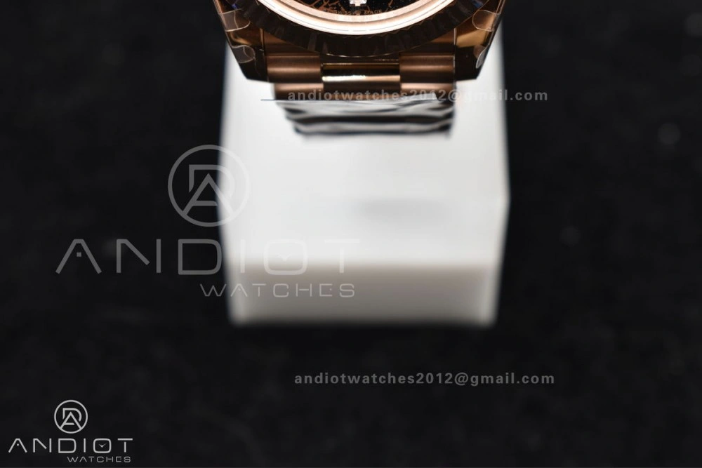 DayDate 40 RG GMF 904L Steel Meteorite Dial Crystal Markers On President Bracelet A3255