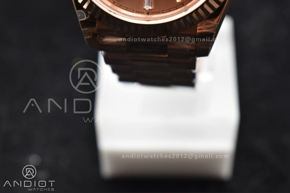 DayDate 40 RG GMF Plated 904L Steel RG Dial Crystal Markers On President Bracelet A2836 V2