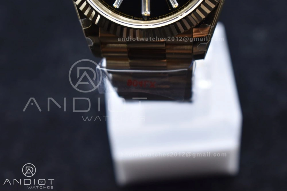 DayDate 40 RG GMF Tungsten Weighted 904L Steel Black Dial with Crystal Markers On President Bracelet A2836 V2