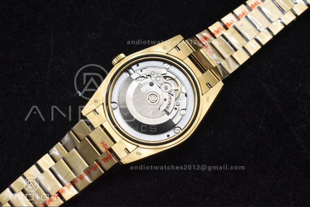 DayDate 40 RG GMF Tungsten Weighted 904L Steel Black Dial with Crystal Markers On President Bracelet A2836 V2