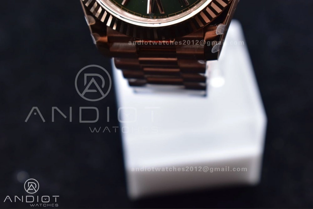 DayDate 40 RG GMF Tungsten Weighted 904L Steel Green Dial Roman Markers on President Bracelet A2836 V2