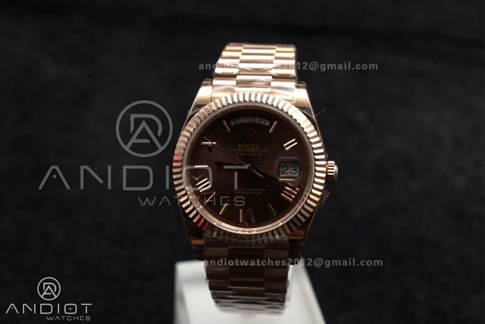 DayDate 40 RG GSF Gain Weight Brown Roman Dial on President Bracelet A2836