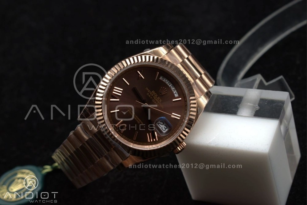 DayDate 40 RG GSF Gain Weight Brown Roman Dial on President Bracelet A2836