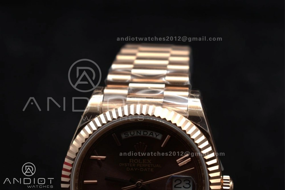 DayDate 40 RG GSF Gain Weight Brown Roman Dial on President Bracelet A2836