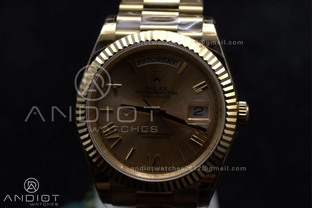 DayDate 40 RG GSF Gain Weight Gold Roman Dial on President Bracelet A2836