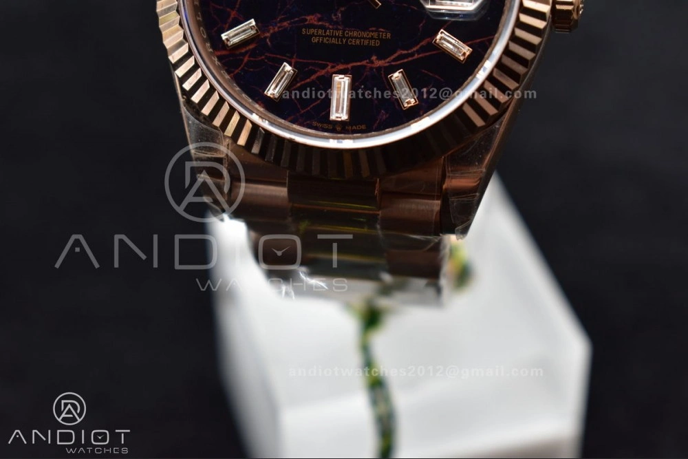 DayDate 40 RG TWF 316L Steel Meteorite Dial Crystal Markers on President Bracelet A2836