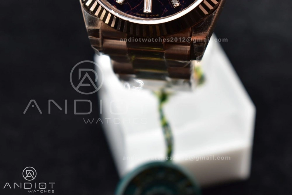 DayDate 40 RG TWF 316L Steel Meteorite Dial Crystal Markers on President Bracelet A2836