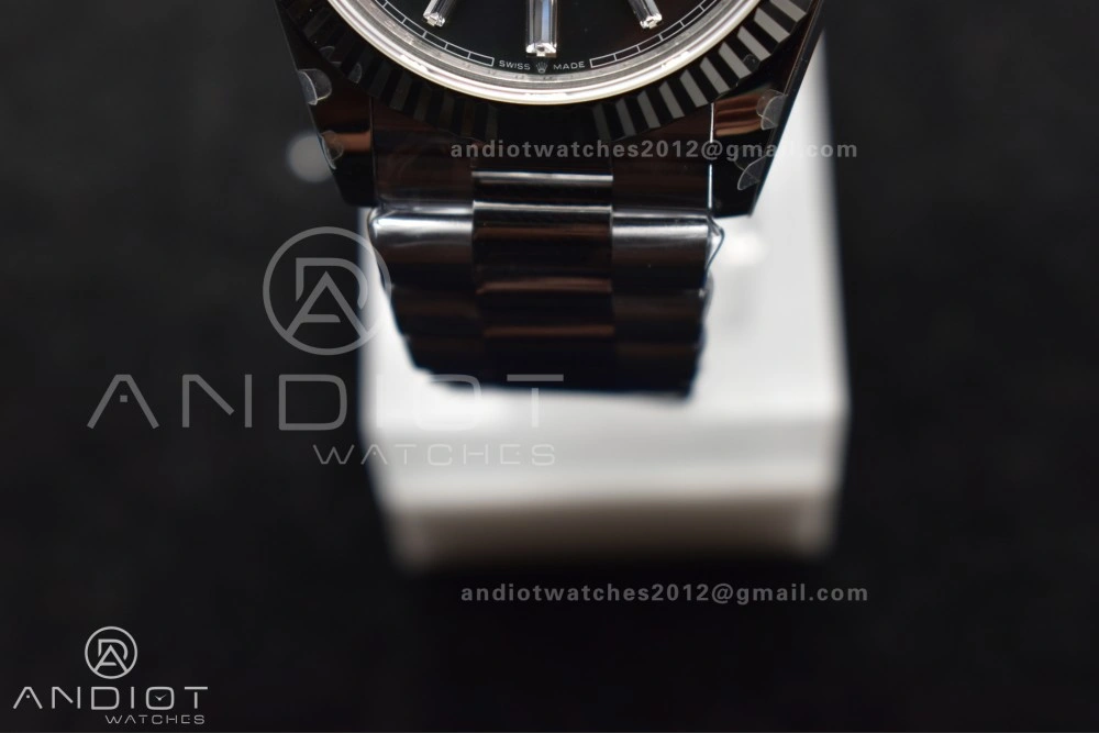 DayDate 40 SS GMF 904L Steel Black Crystal Dial on President Bracelet A2836 V3 (Gain Weight)
