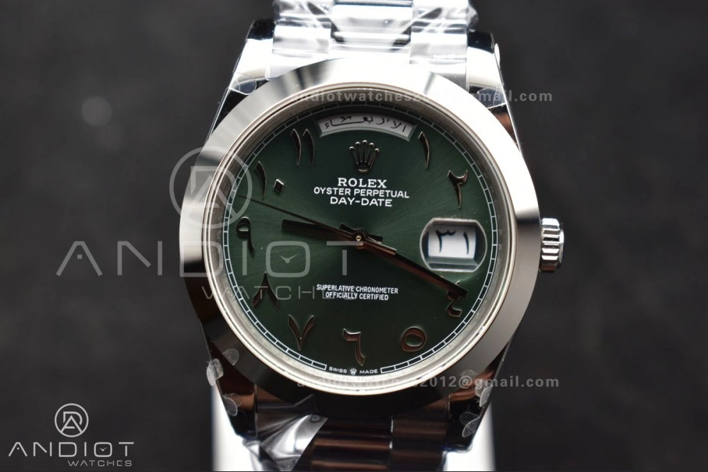 DayDate 40 SS GMF 904L Steel Green Dial Arabic Markers On President Bracelet A2836
