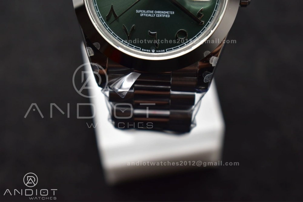 DayDate 40 SS GMF 904L Steel Green Dial Arabic Markers On President Bracelet A2836