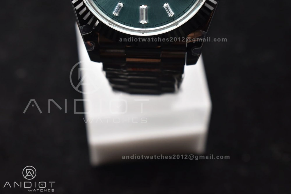 DayDate 40 SS GMF 904L Steel Ice Blue Stick Dial On President Bracelet A3255 V2