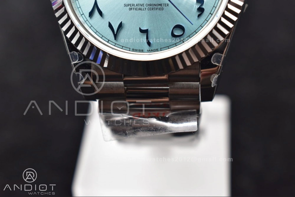 DayDate 40 SS GMF 904L Steel Iced Blue Dial Arabic Markers on President Bracelet A3255 V2