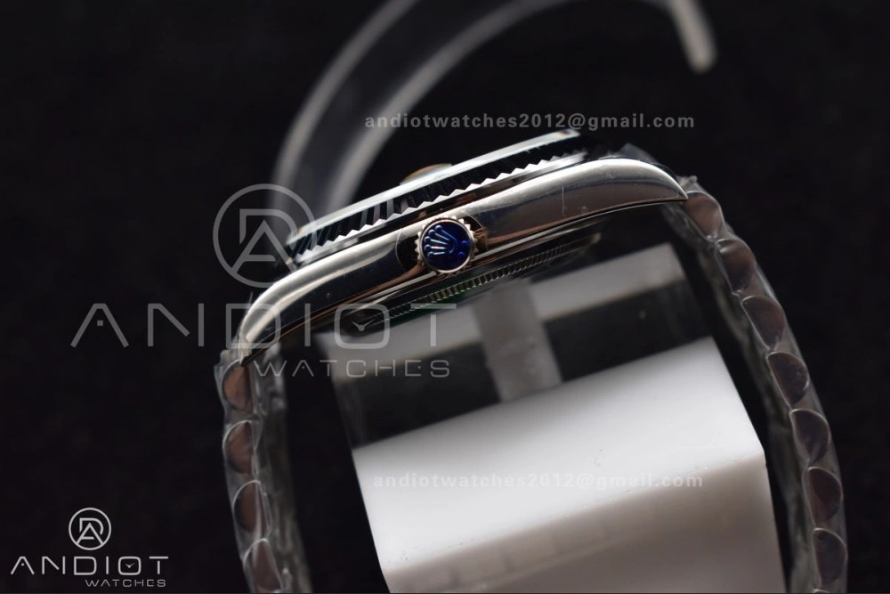 DayDate 40 SS GMF 904L Steel Iced Blue Dial Roman Markers On President Bracelet A3255 V2