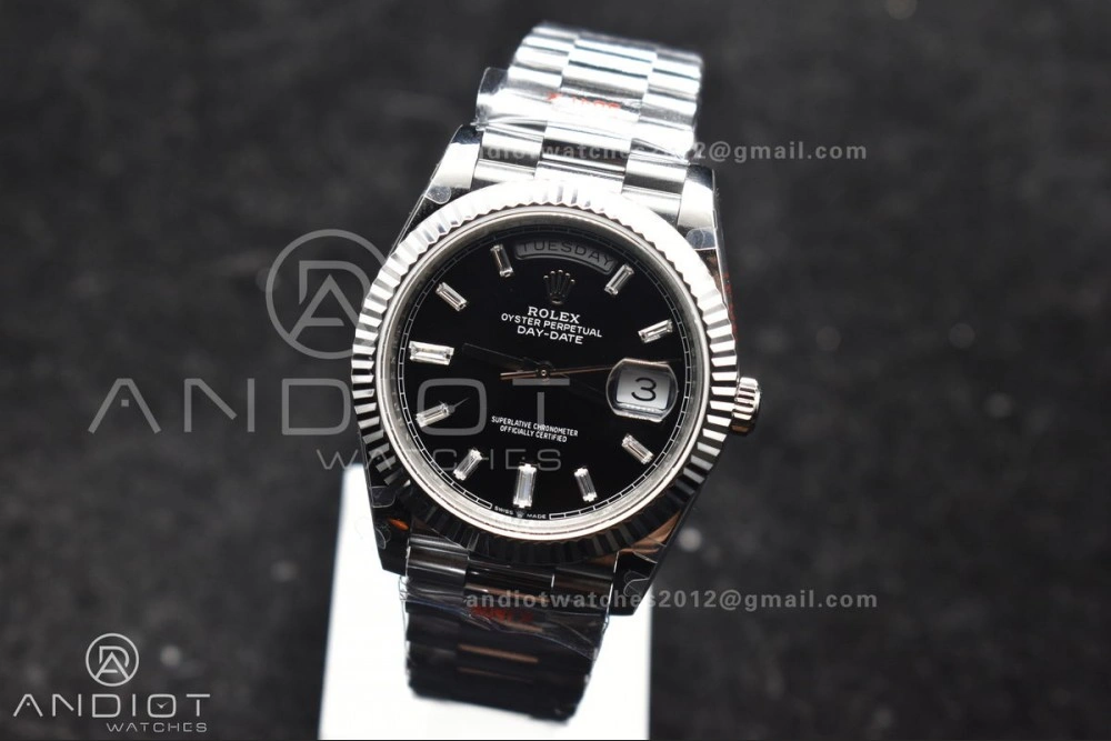 DayDate 40 SS GMF Gain Weight Black Crystal Dial On President Bracelet A2836
