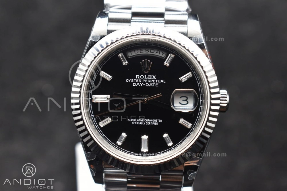 DayDate 40 SS GMF Gain Weight Black Crystal Dial On President Bracelet A2836