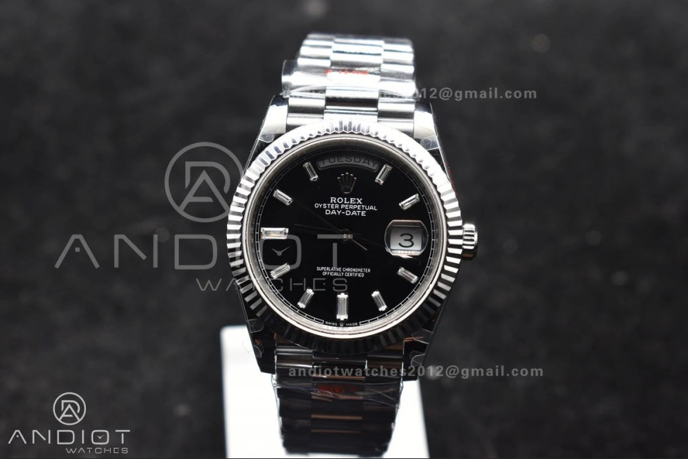 DayDate 40 SS GMF Gain Weight Black Crystal Dial On President Bracelet A2836