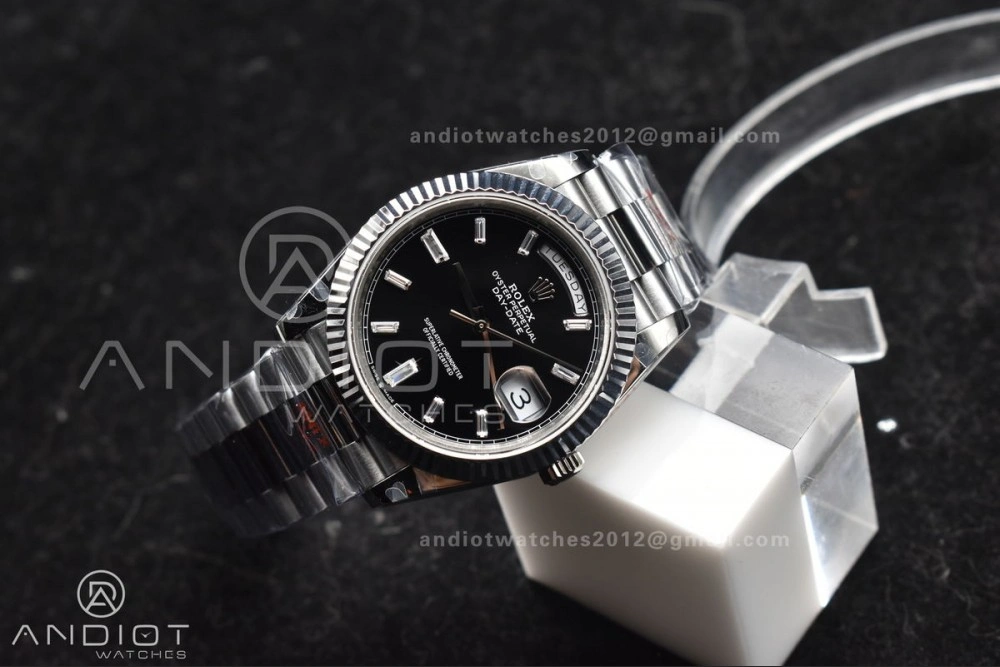 DayDate 40 SS GMF Gain Weight Black Crystal Dial On President Bracelet A2836